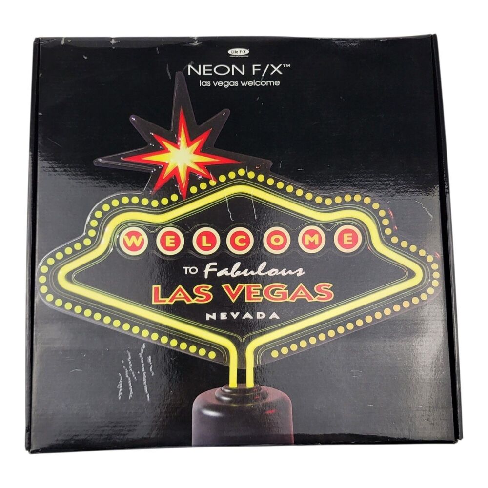 Vintage Welcome To Las Vegas Light Up Sign Decor Neon F/X Y2K New In Box
